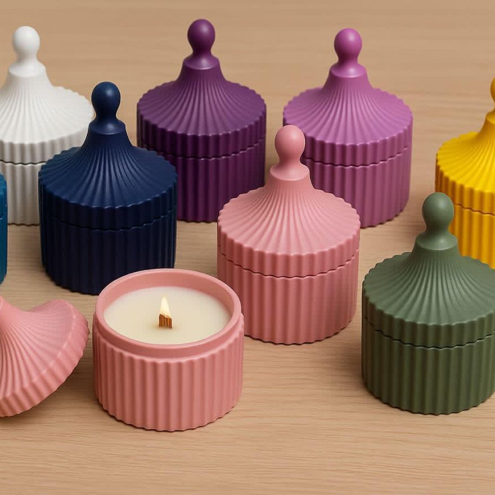 Δοχεία Πορσελάνης Με Καπάκι Και Κερί