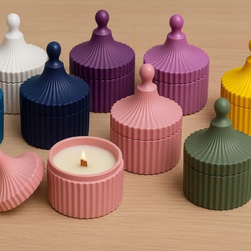 Δοχεία Πορσελάνης Με Καπάκι Και Κερί