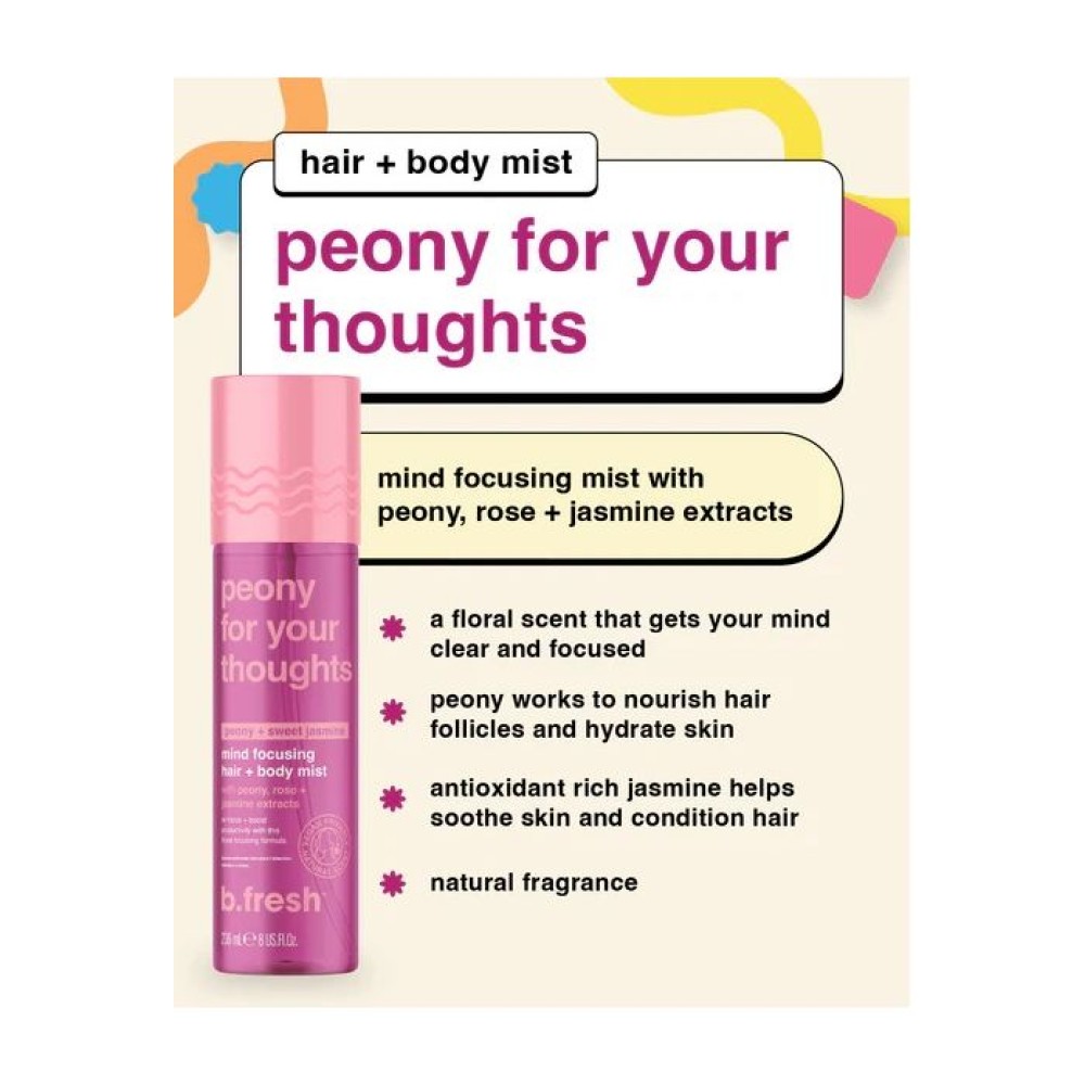 Peony for your thoughts, mind focusing hair & body mist 221mL - BFresh